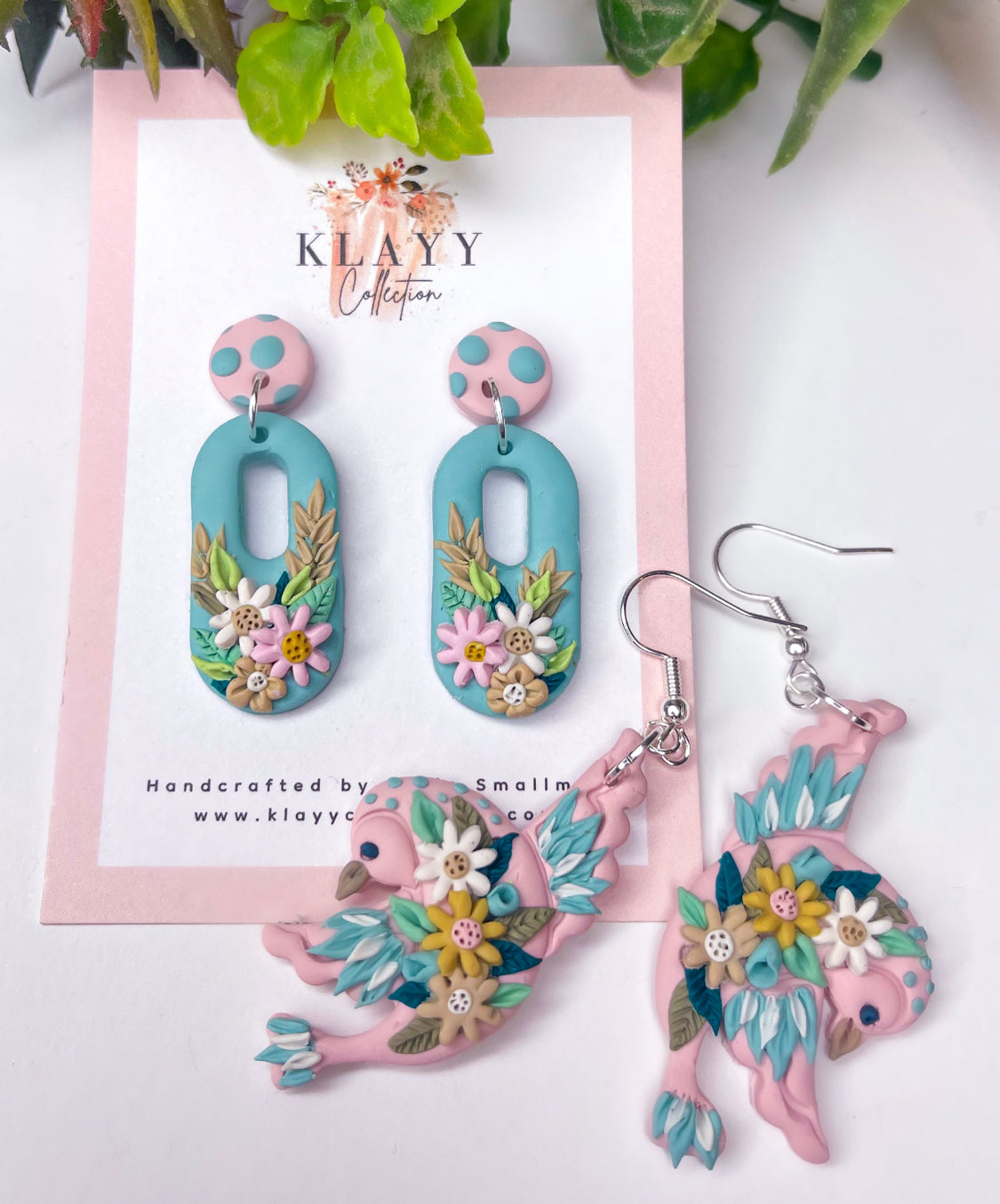 Blue Floral Earrings spotty stud