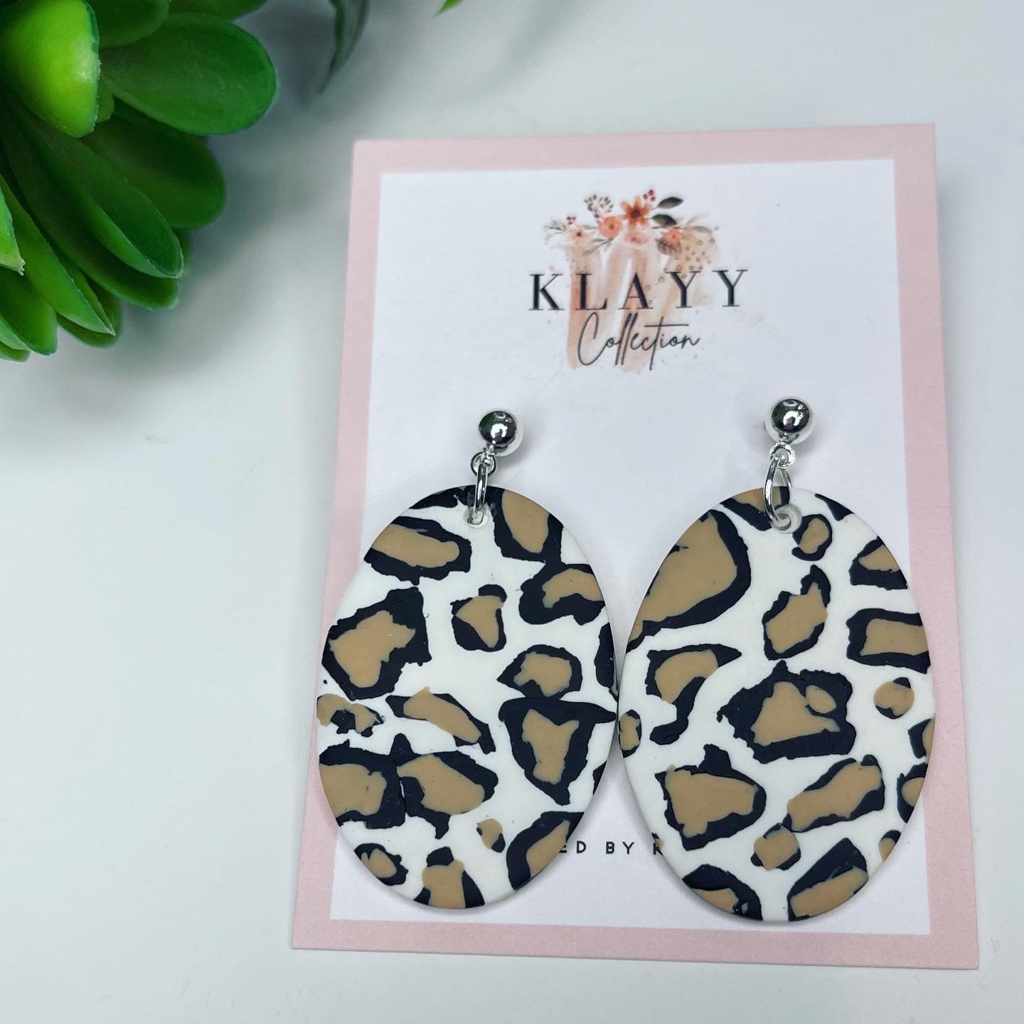 Leopard print polymer clay earrings Clearance
