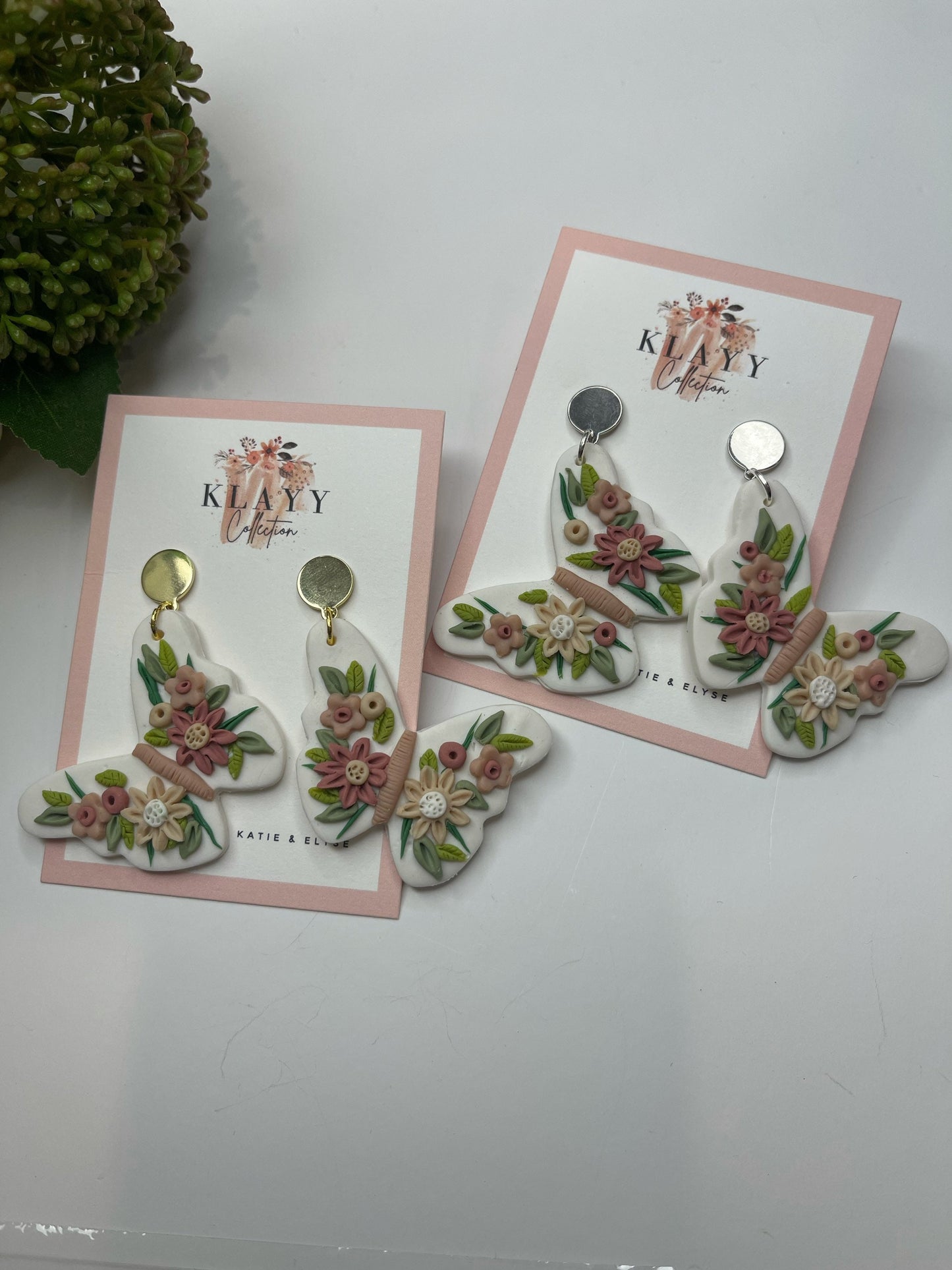 Stunning Floral Butterfly Polymer Clay Earrings