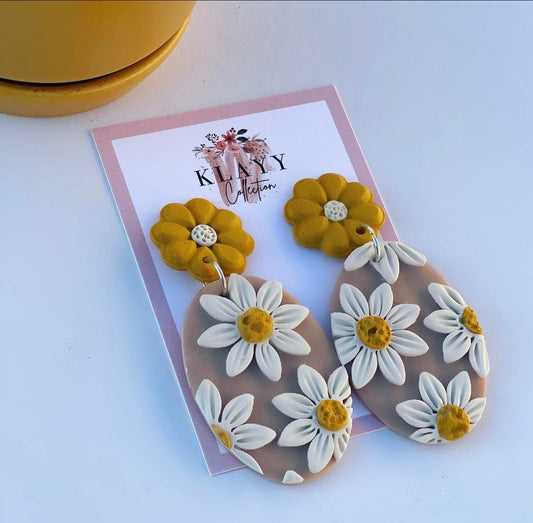 Polymer Clay Earrings | Daisy Earrings | Clay Earrings | Spring Earrings | Handmade Clay Earrings