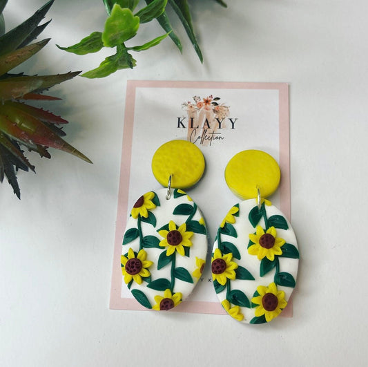 Stunning Bright Yellow Sunflower polymer Clay earrings| summer| sundhine| flowers