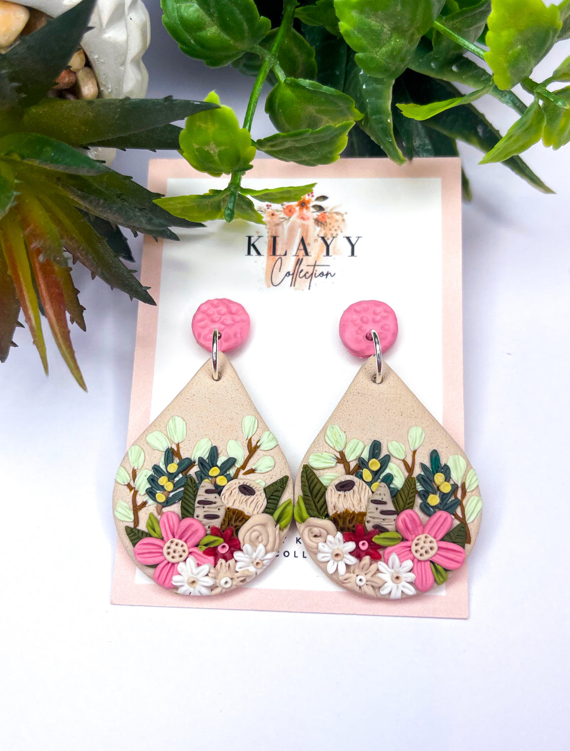 Large Drop Pink Country Garden with Stud