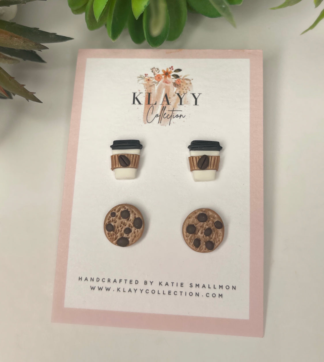 Coffee and a Cookie Polymer Clay Stud Earrings