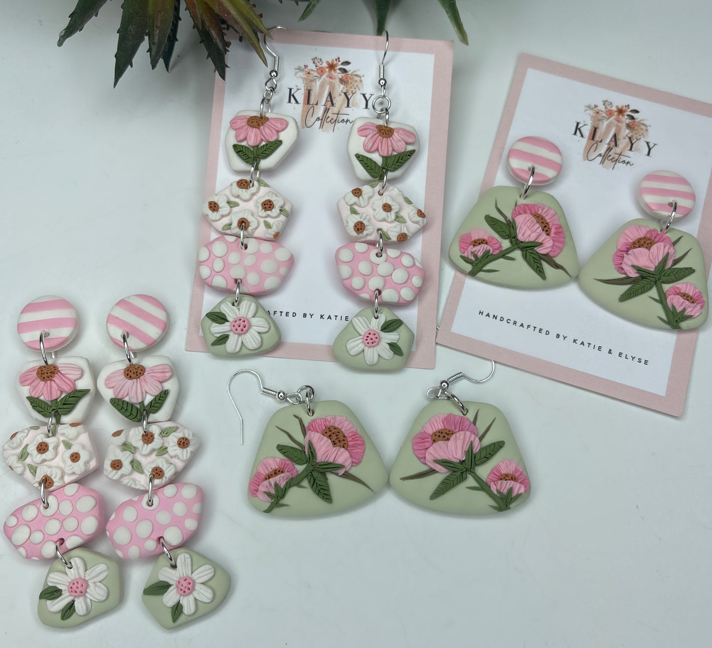 Mint Green and Pink Shabby Chic Roses with Hook