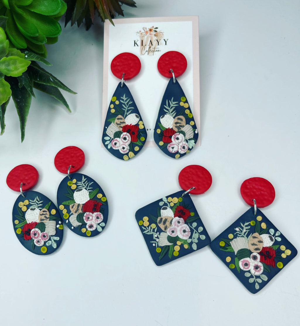 Australian Native Floral Bouquet Polymer Clay Earrings