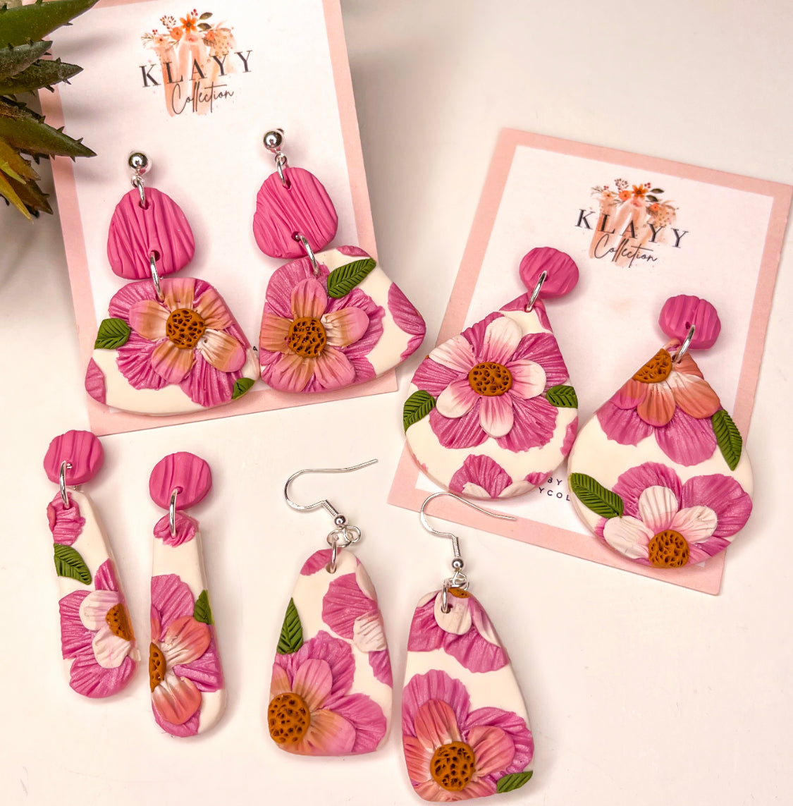 Mum’s Flowers Polymer Clay Earrings Multi Layer