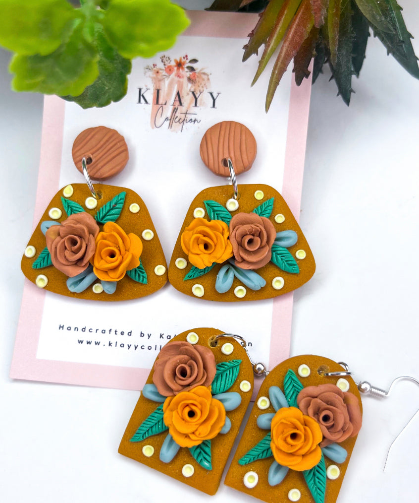 Boho Mustard Floral with stud top