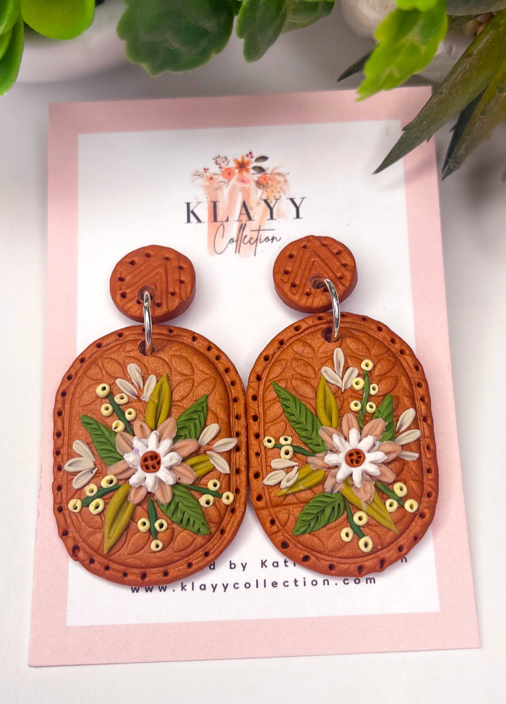 Floral Western Leather Style Earrings