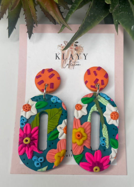 Tropical Neon Flowers Long Oval