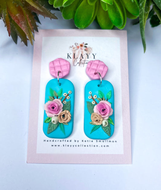 Blue Blooms with Pink Stud