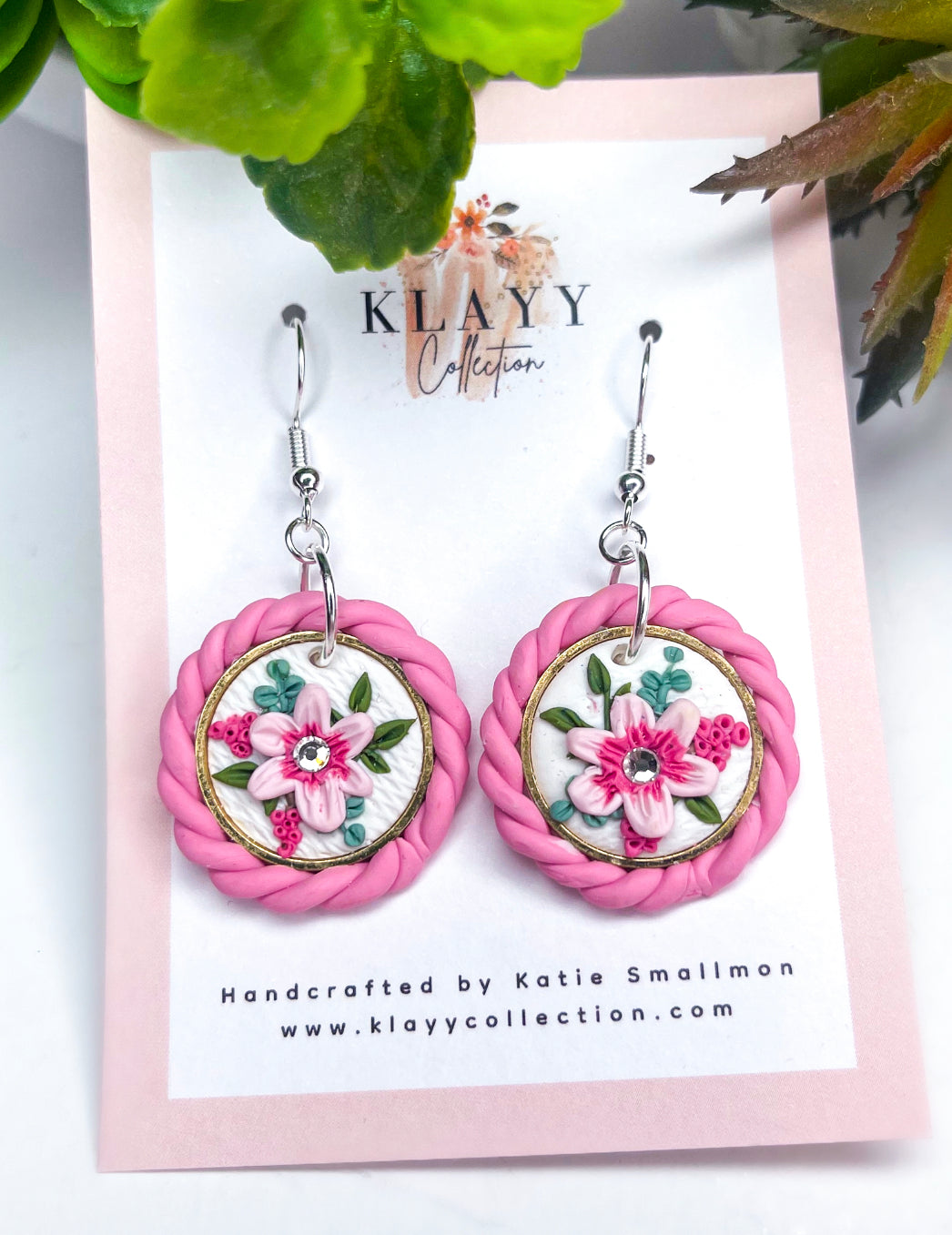 Pink Flower Dangle with Twist