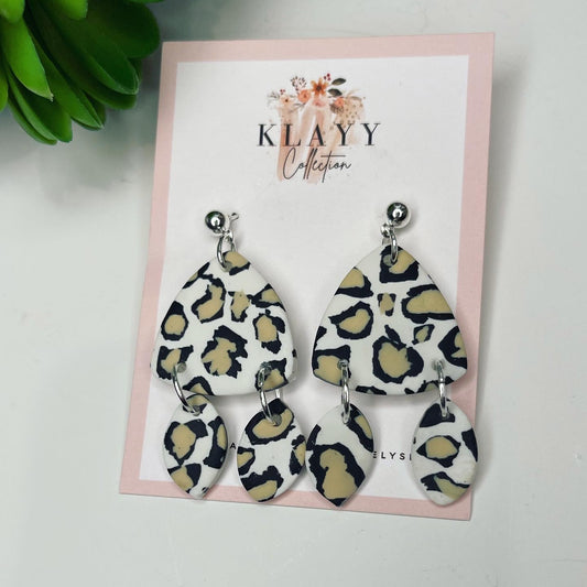 Triangle Leopard Print Polymer Clay Earrings