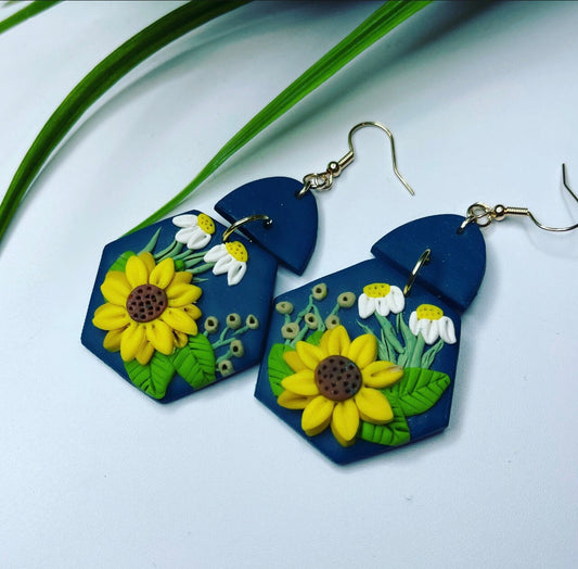 Sunflower Polymer Clay Earrings