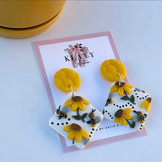 polymer Clay Earrings | Bumble Bee Earrings | Clay Earrings | Honey Bee Earrings | Handmade Clay Earrings