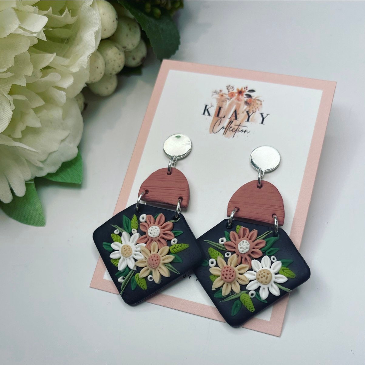 Stunning Floral Polymer Clay Earrings