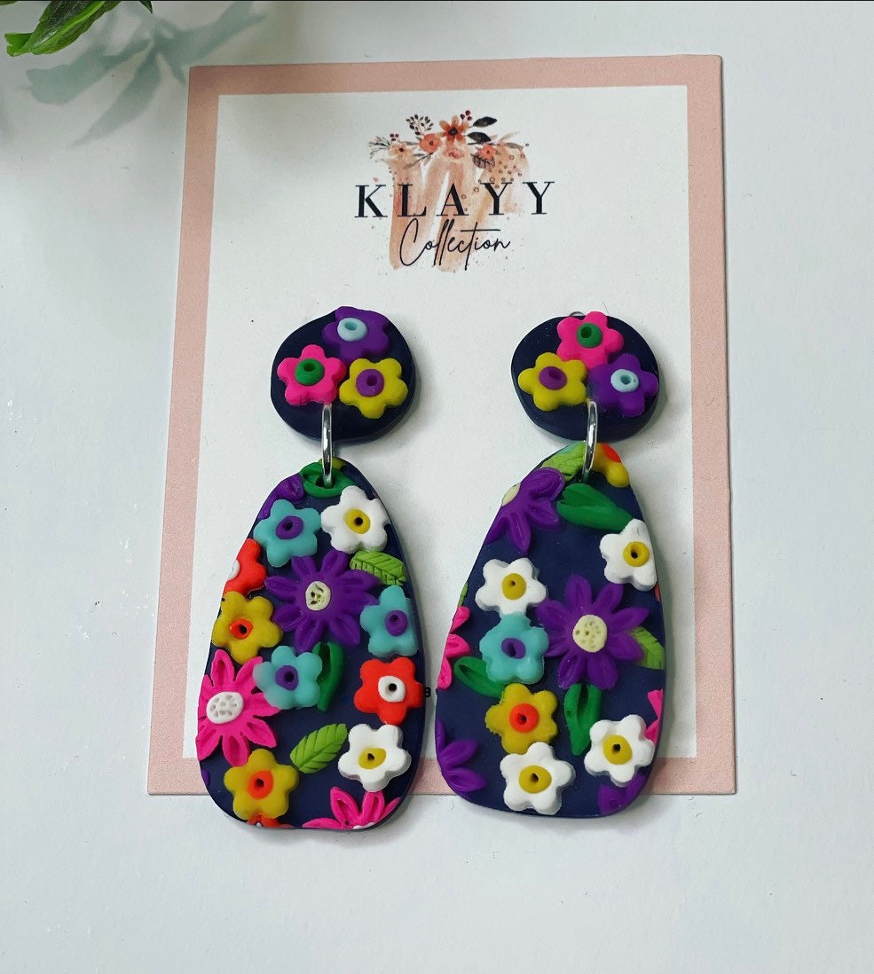 Vibrant Flower Polymer Clay Earrings | Bright earrings | floral polymer clay | flowers | gift ideas | gifts for women | boho inspired