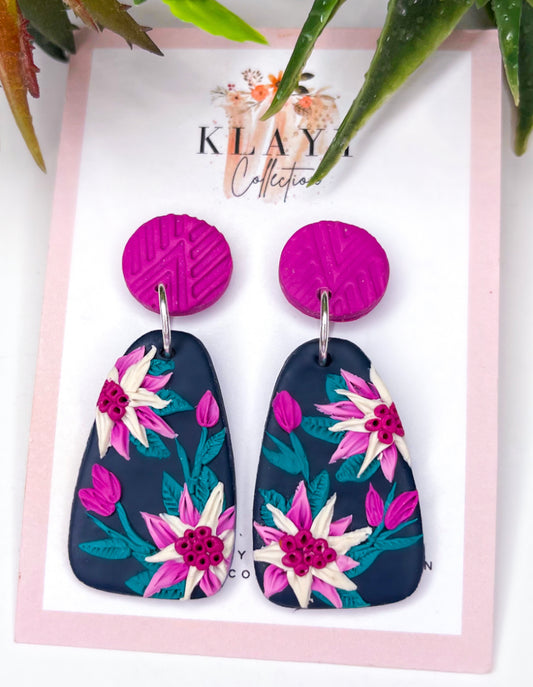 Bright Pink and Navy Floral Burst