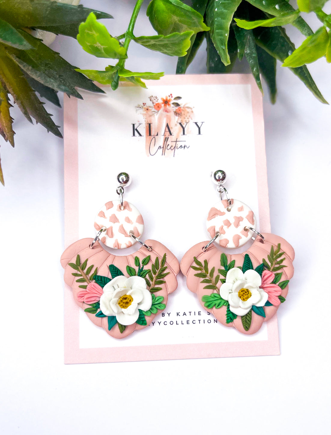 Two Toned Pink Floral Garden with spotty stud