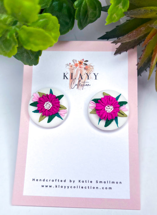 Pink Flower Studs