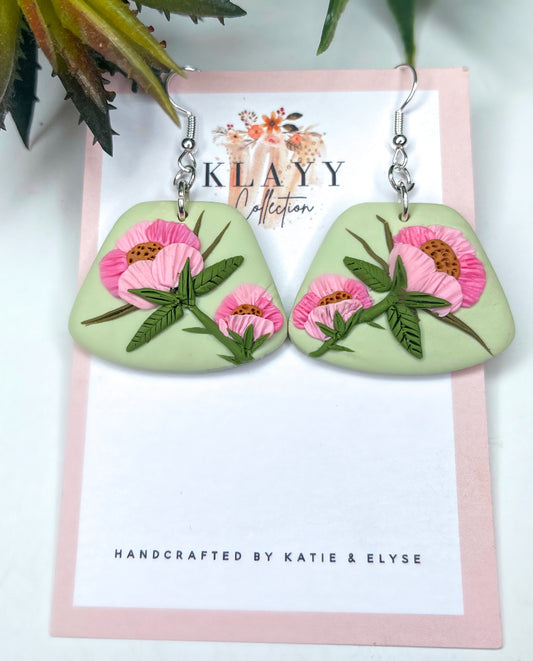 Mint Green and Pink Shabby Chic Roses with Hook