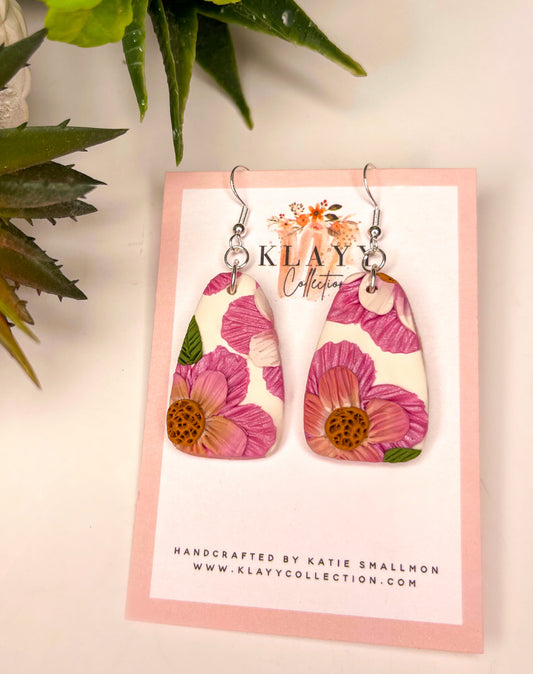 Mum’s Flowers Polymer Clay Earrings Single with hook