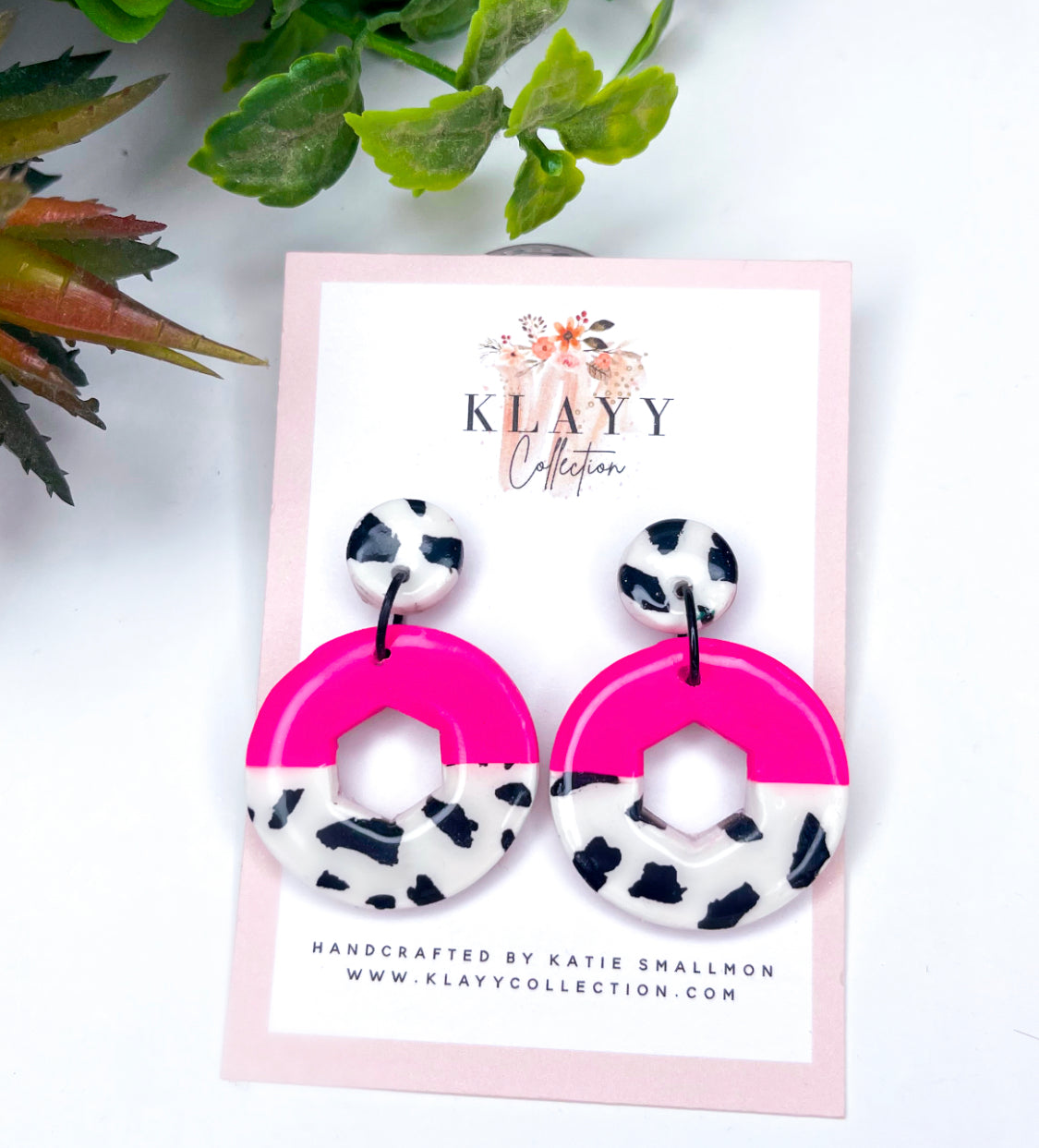 Pink Leopard and Neon Pop Polymer Clay Earrings