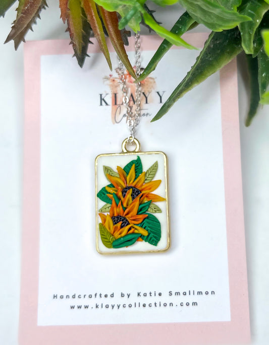 Sunflower Pendant Gold Frame