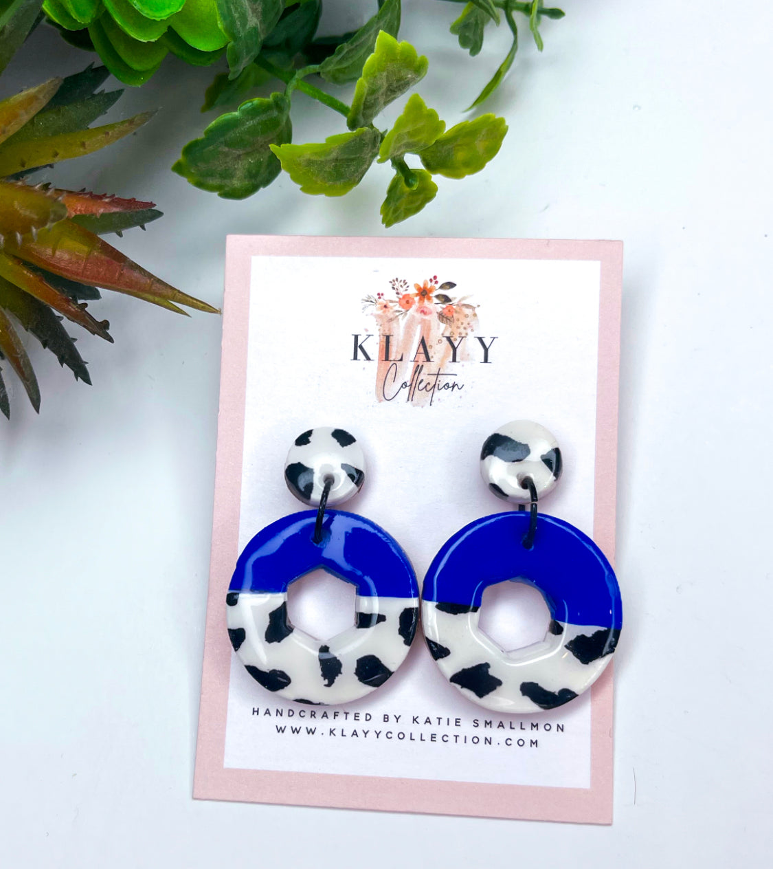 Royal Blue Leopard and Neon Pop Polymer Clay Earrings