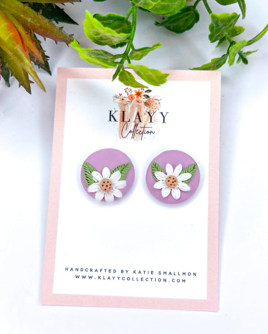 Clip On Light Pink Daisy Studs