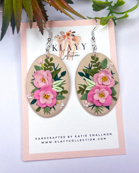Pink Peonies Oval with Hooks
